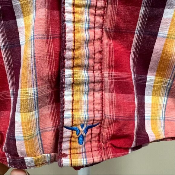 👠Wrangler plaid with paisley cuff snap button down shirt Sz M - Picture 7 of 7